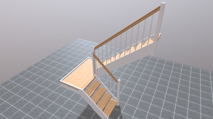 Standard Halvsvingstrappe m/repos 3D Model