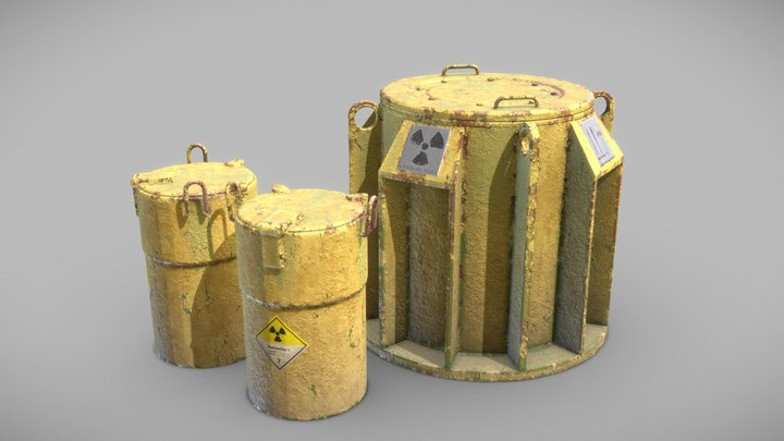 Radioactive waste barrels 3D Model