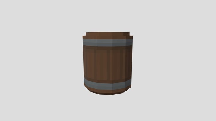 Barrel - Low-Poly 16-Bit Pixel Art 3D Model