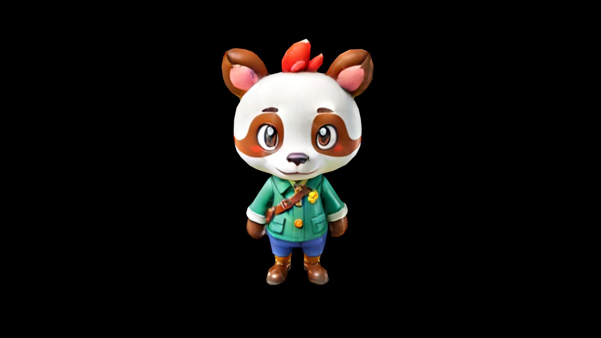 A 3D animal crossing character, a panda bear, st - Download Free 3D ...