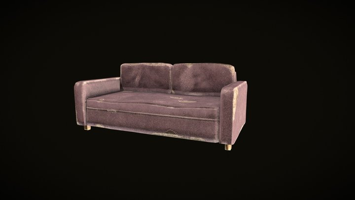 Damaged Old Couch 3D Model