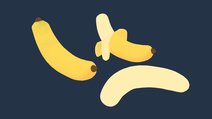 Cute Banana 3D Model