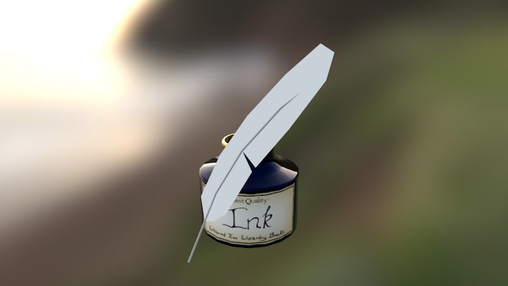 Inkwell And Quill 3D Model