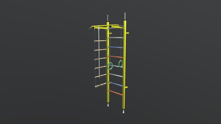 GYMNASTIC WALL BAR FOR CHILDREN JUNIOR YELLOW 2 3D Model