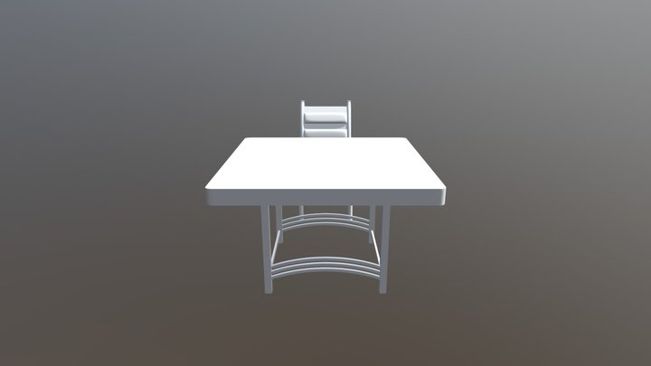 Table with chair, untextured 3D Model