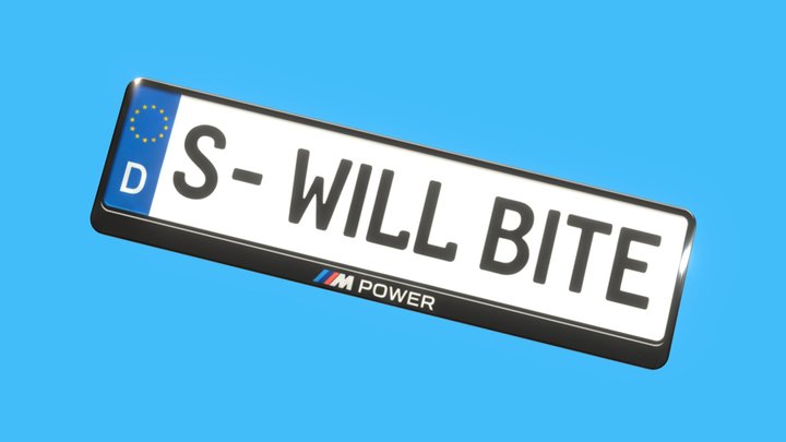 "WILL BITE" car plates (M Power) 3D Model
