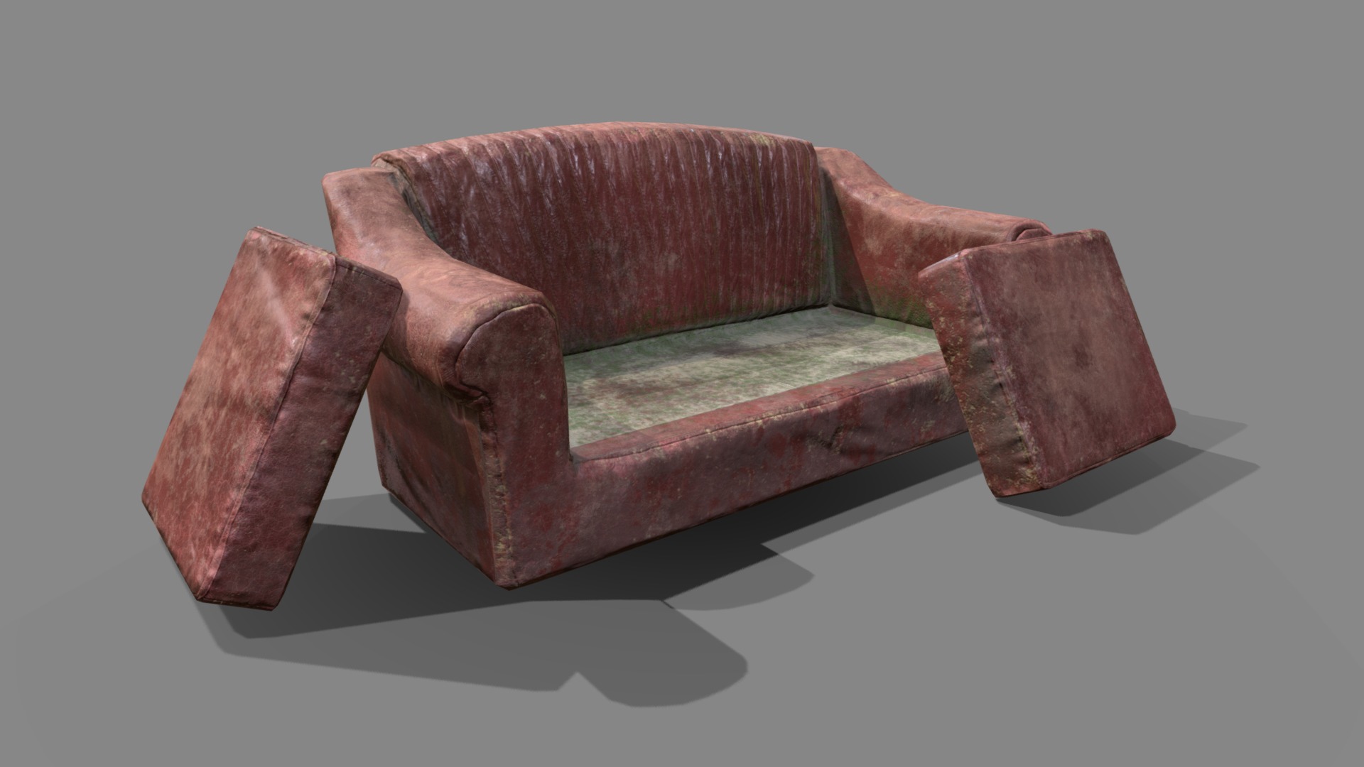 3D model Old couch - This is a 3D model of the Old couch. The 3D model is about a couch with a cushion.