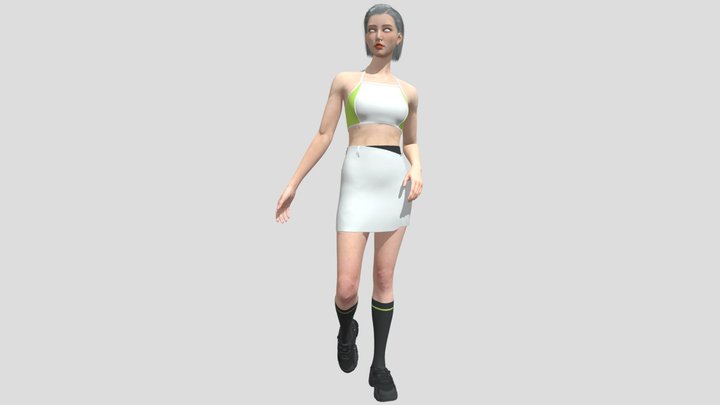 White halter tank top and skirt sporty suit