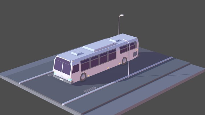 Cartoon Low Poly New York Bus 3D Model