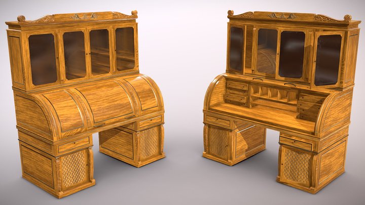 Antique Victorian Bureau / Desk 3D Model
