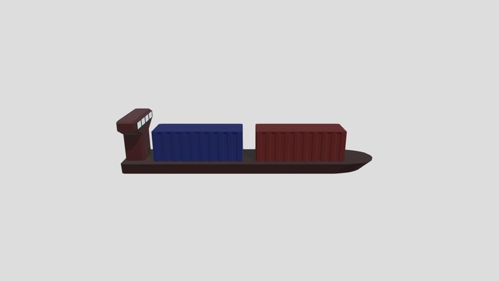 Untextured cargo ship 3D Model