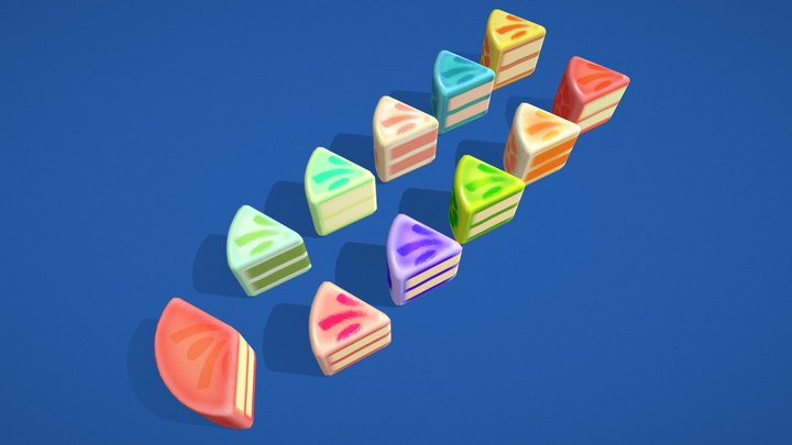 3D Low-Poly Cake Pack with 10 Textures 3D Model