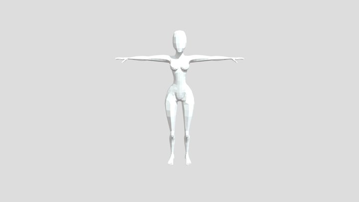 Stylized low poly female base mesh 3D Model