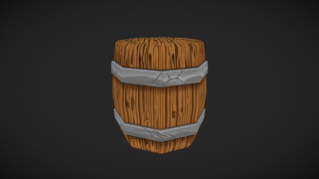 Hand Painted Barrel 3D Model