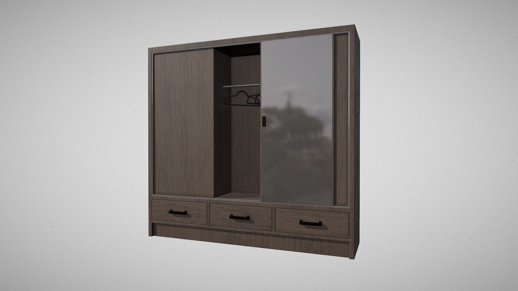 Wooden Wardrobe with hangers inside - Free