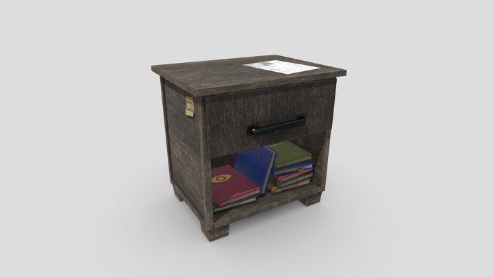 Old Wooden NightStand 3D Model