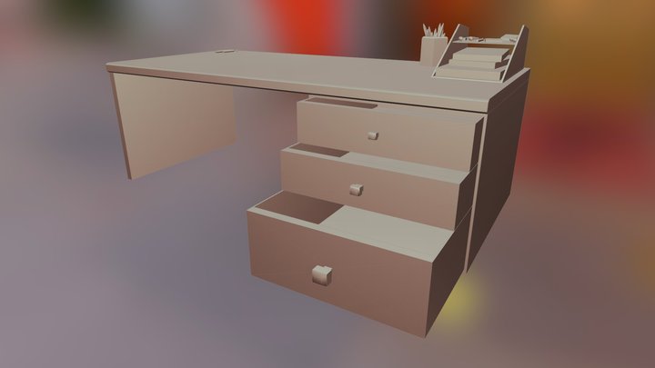 Desk W Assets 3D Model