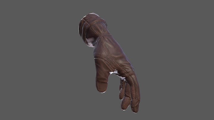 Real time Leather Glove 3D Model