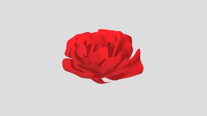 Red Rose Blossom – Stylized 3D Flower