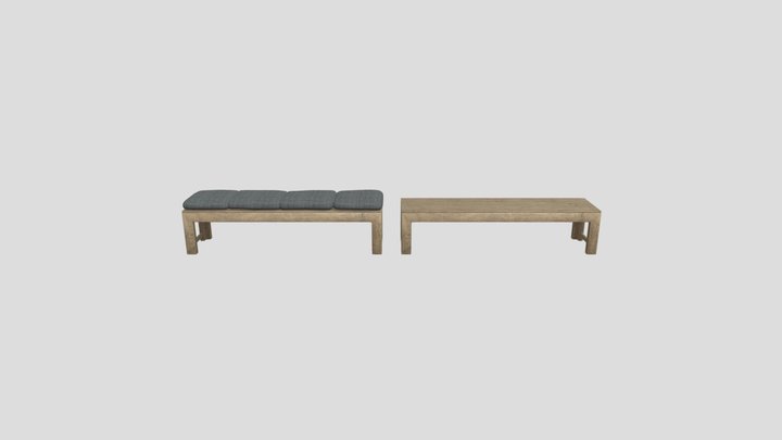 Slatted Wooden Bench Styles 3D Model