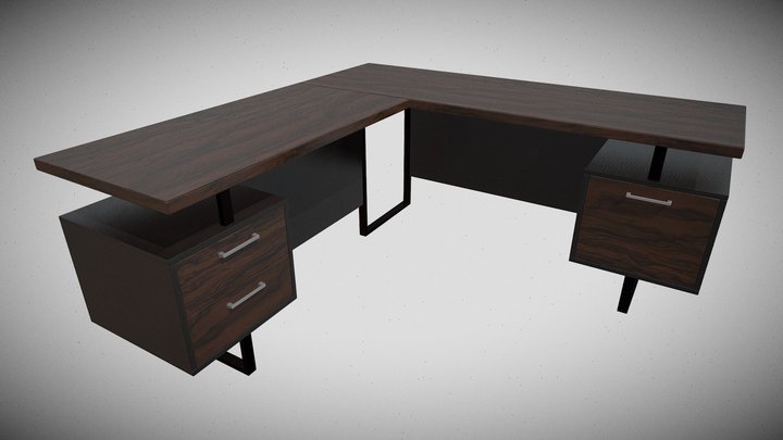 Workstation Table L-type 3D Model
