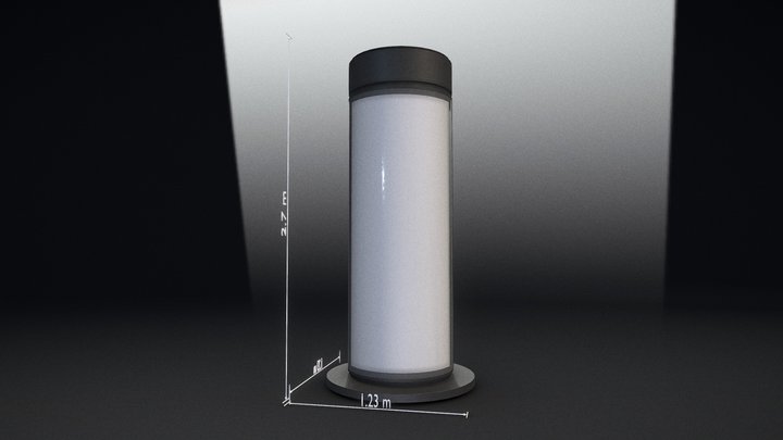 Advertising Pillar with Glass Version 5 3D Model
