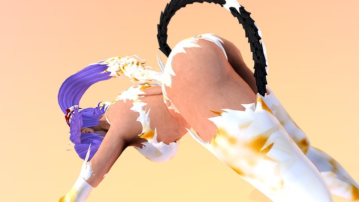 Leopard Girl Streching FBX 3D Model