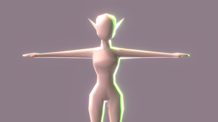 Low poly elf female base 3D Model