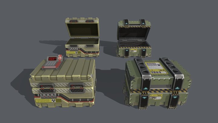 Sci-Fi Boxes 3D Model