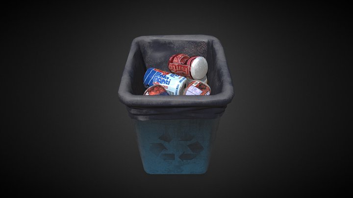 Dustbin+Drink Cans 3D Model