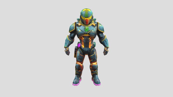 Cyber Volcano Guardian 3D Model