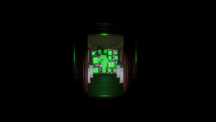 Scary hallway analog horror Diorama. 3D Model