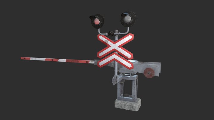 Railway Barrier (low-poly) 3D Model