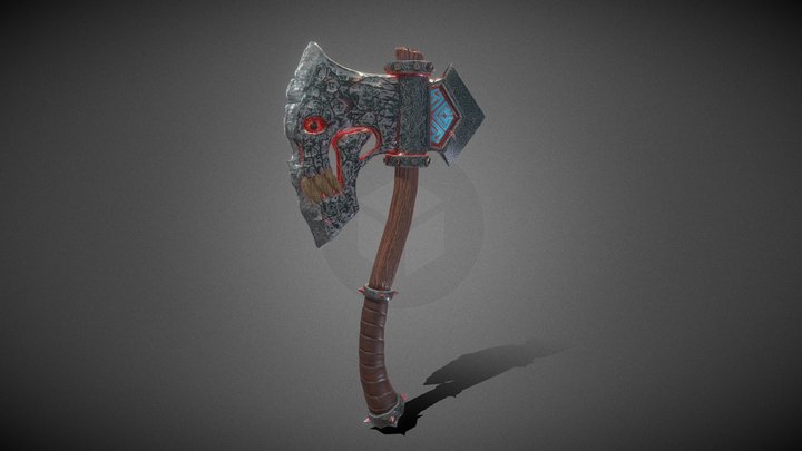Demon Skull Axe - Stylized Game Prop 3D Model