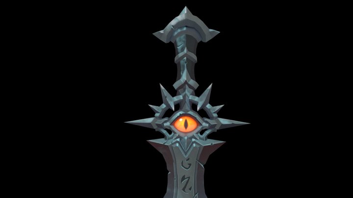 Handpainted Stylized Sword 3D Model