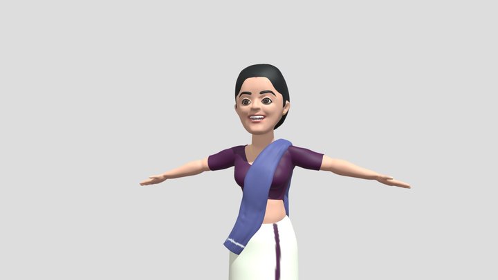 Santhachechi Lowpoly 3d model kerala 3D Model