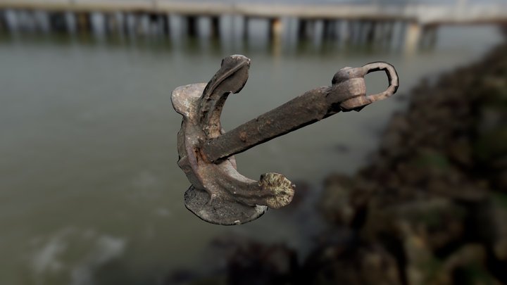 Low Poly Rusty Anchor 3D Model