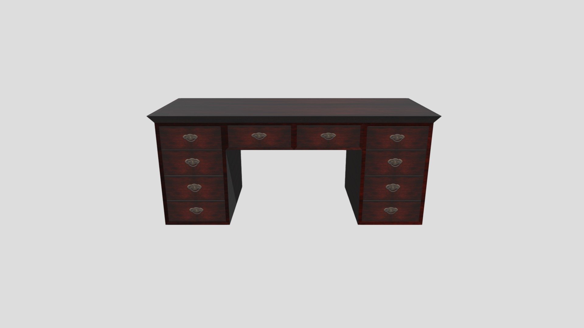 Desk with Drawers - Dark Cherry Wood