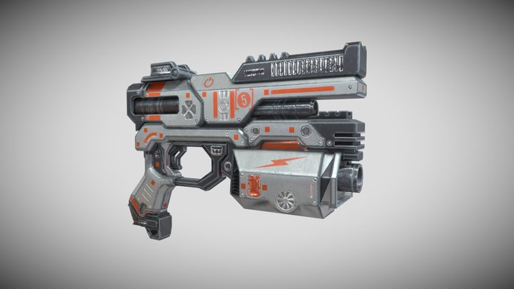 Sci-fi Pistol Game-Ready 3D Model