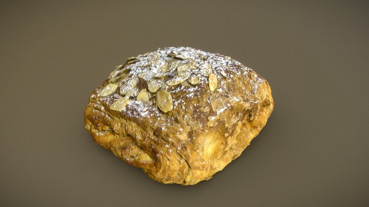 Powdered Sugar Almond Croissant 3D Model