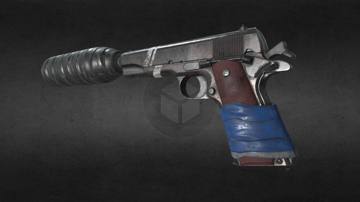 Colt M1911    Plastic Bottle Suppressor 3D Model