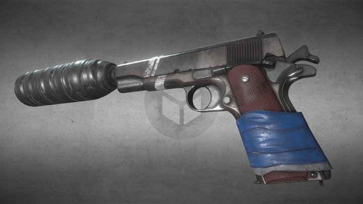 Colt M1911    Plastic Bottle Suppressor 3D Model