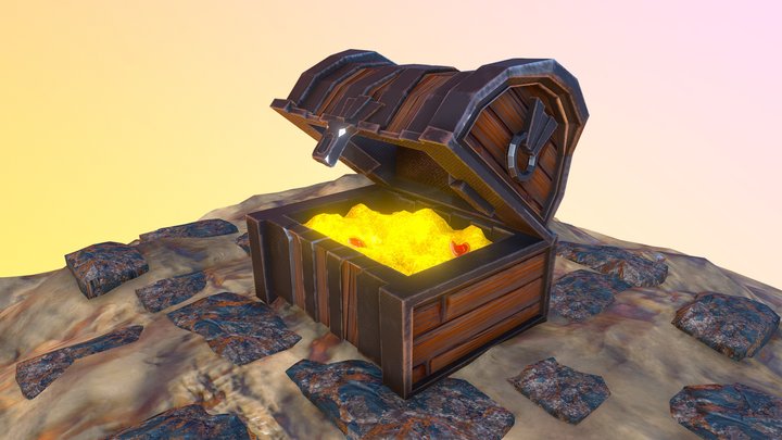 Stylised Treasure Chest 3D Model