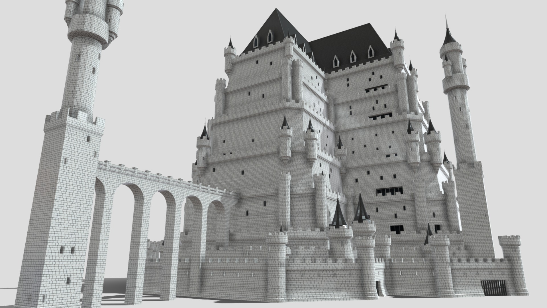 3D model Fantasy Castle 013 - This is a 3D model of the Fantasy Castle 013. The 3D model is about a large castle with towers.