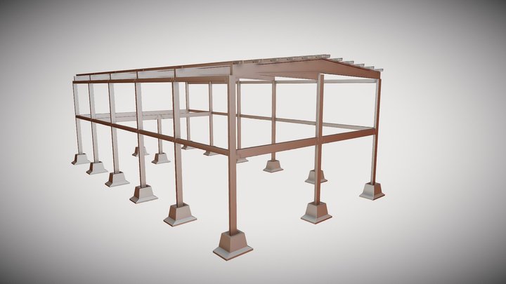 PROJETO ESTRUTURAL PRÉ-MOLDADO COM MEZANINO 3D Model