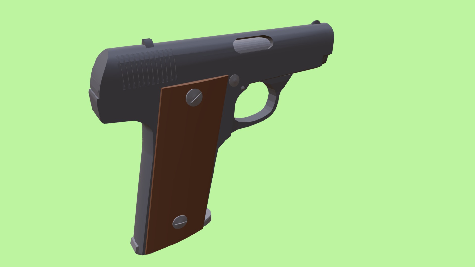 3D model Ruby Pistol - This is a 3D model of the Ruby Pistol. The 3D model is about a black handgun with a green background.