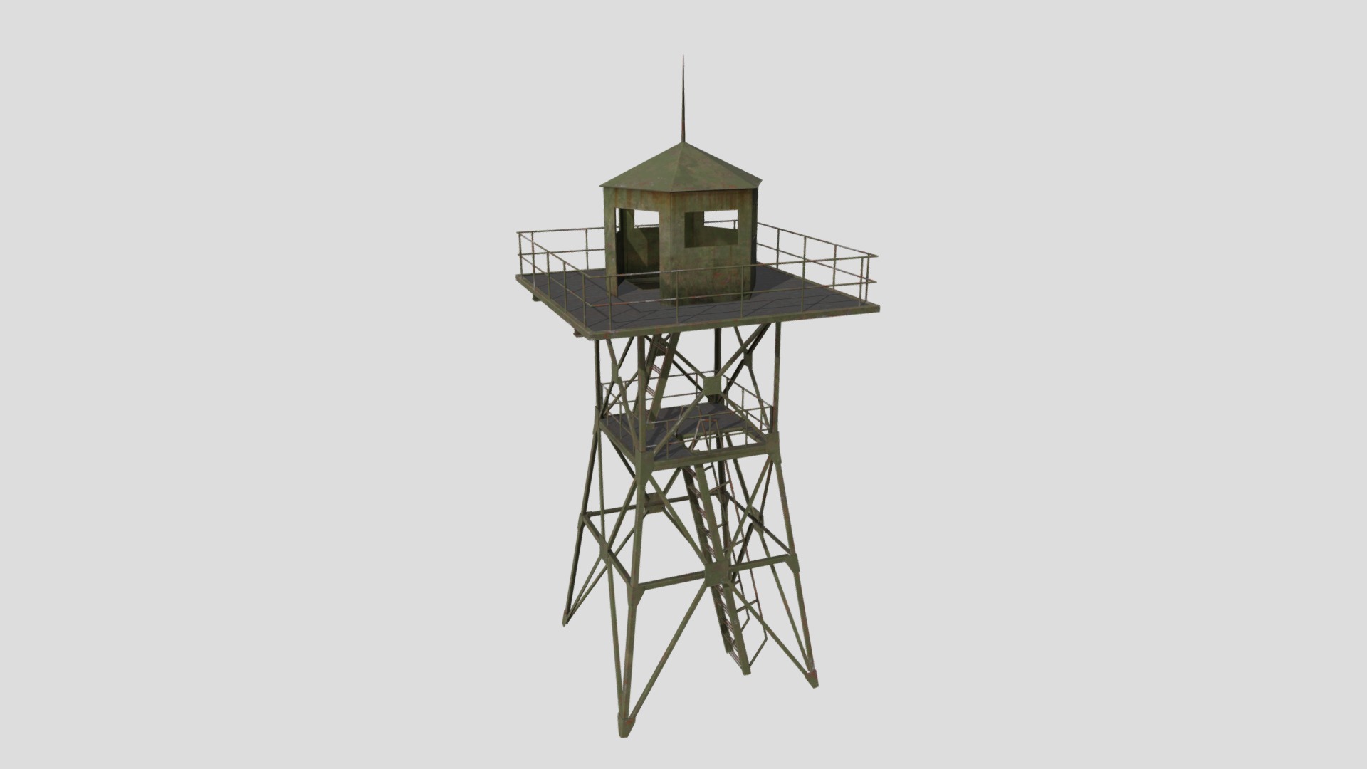 3D model Guard Tower 03 - This is a 3D model of the Guard Tower 03. The 3D model is about a small tower with a small house on top.