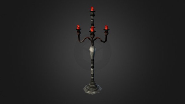 Low Poly Tall Candelabra 3D Model