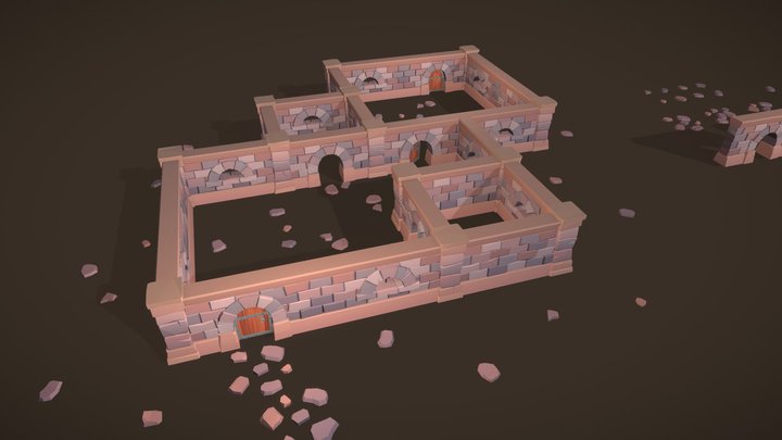 Reddish Dungeon Builder Pack - Game ready 3D Model