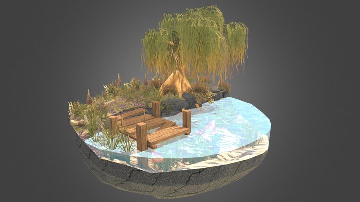 Low Poly Riverside Willow 3D Model